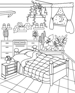 Dibujo de Room With Plants Coloring Pagepng para Colorear