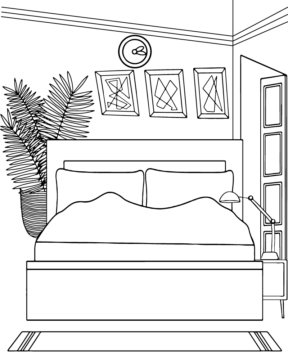 Dibujo de Simple Cozy Room Coloring Pagepng para Colorear