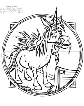 Dibujo de Unicornio Alado en Adelante para Colorear
