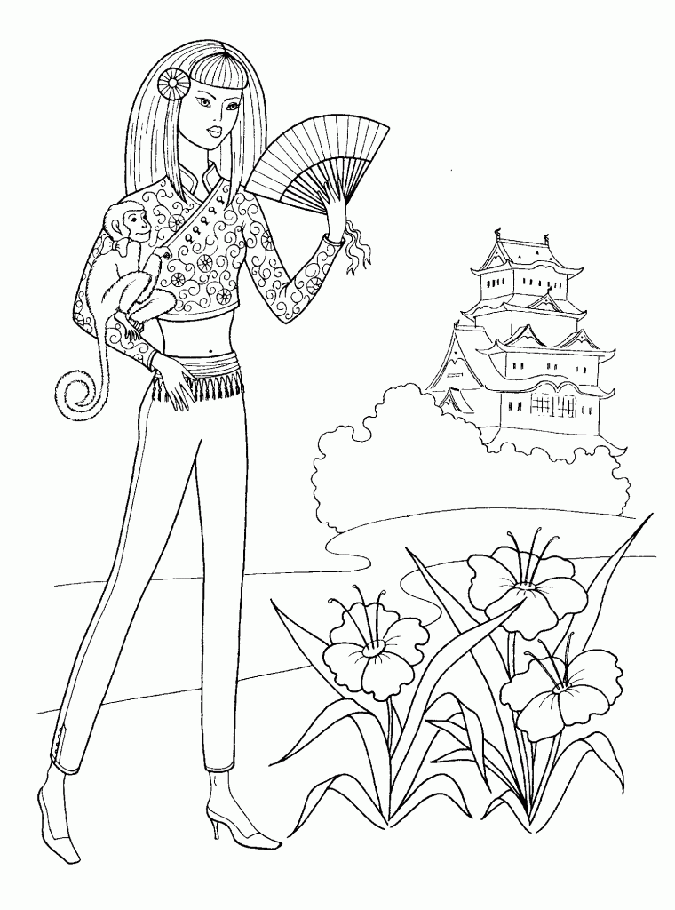 Dibujo de Chica Adolescente China para Colorear