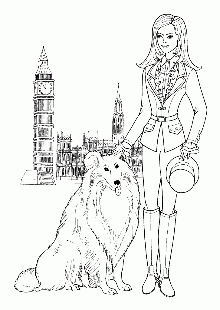 Dibujo de Chica Adolescente en Londres para Colorear