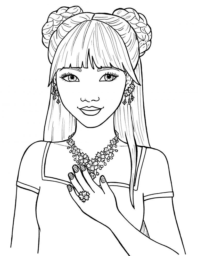 Dibujo de Hermosa Chica Adolescente para Colorear