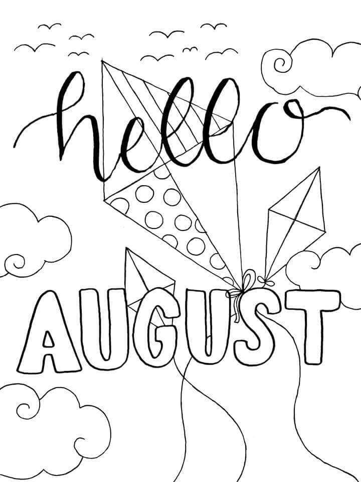 Dibujo de Agosto con Cometa para Colorear