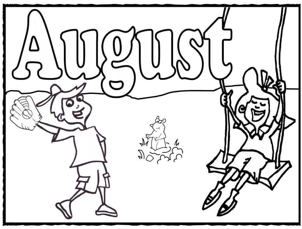 Dibujo de Agosto con Dos Hijos para Colorear