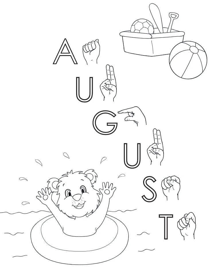 Dibujo de Agosto Oso Natacin para Colorear