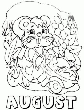 Dibujo de Granjero de Conejos de Agosto para Colorear