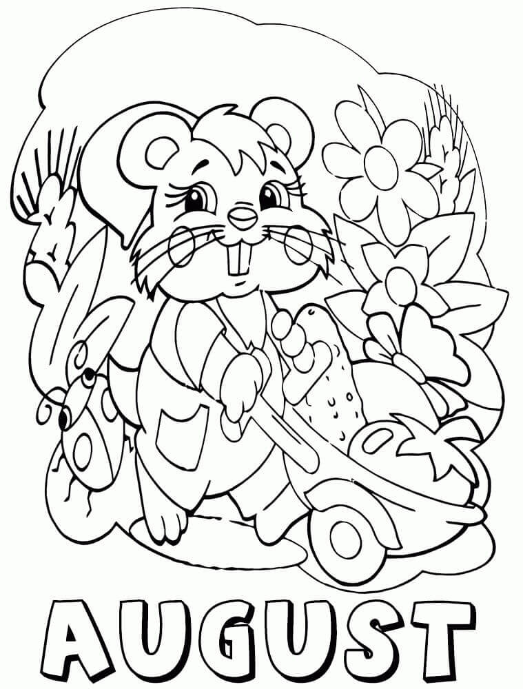 Dibujo de Granjero de Conejos de Agosto para Colorear