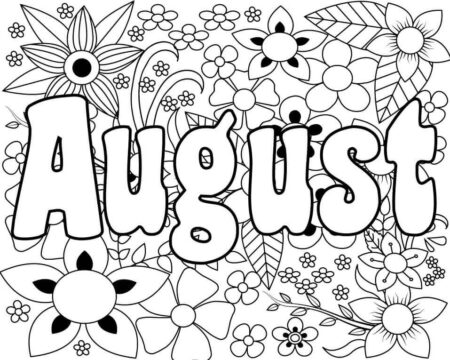 Dibujo de Hola Agosto con Flor para Colorear