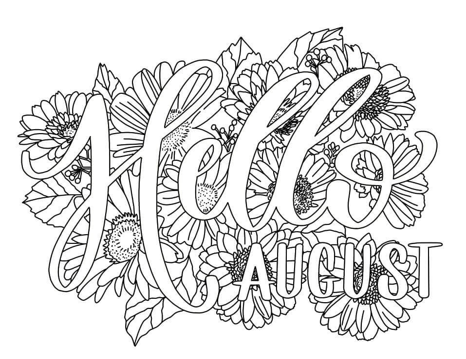 Dibujo de Hola Agosto para Colorear