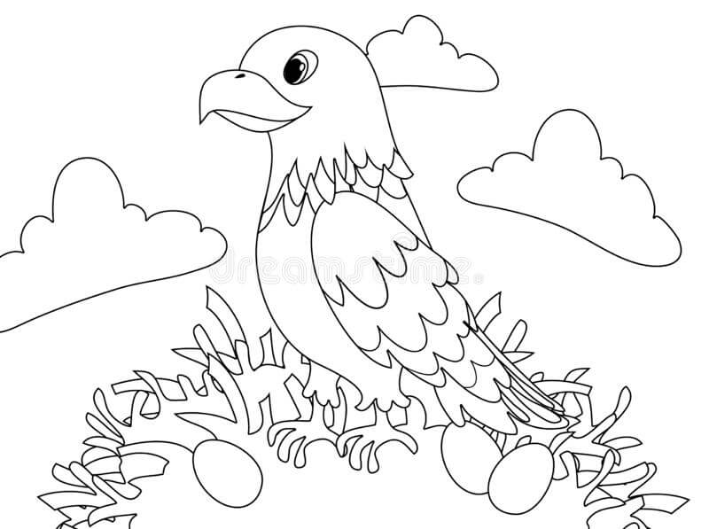 Dibujo de Águila con Huevos para Colorear