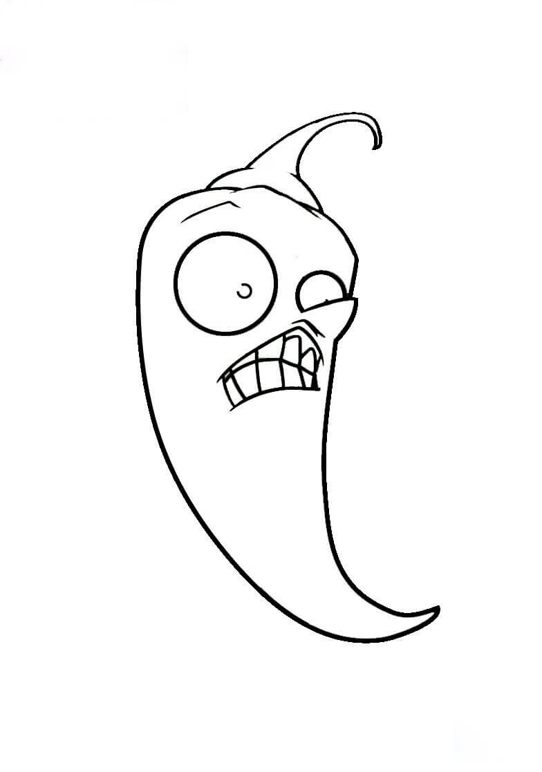 Dibujo de Aj de Planta y Zombie para Colorear