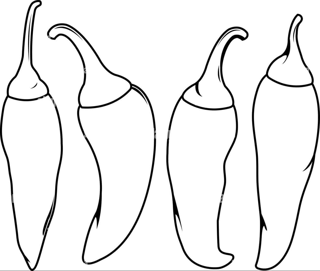 Dibujo de Cuatro Pimientos Picantes para Colorear