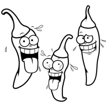 Dibujo de Tres Chiles Divertidos para Colorear