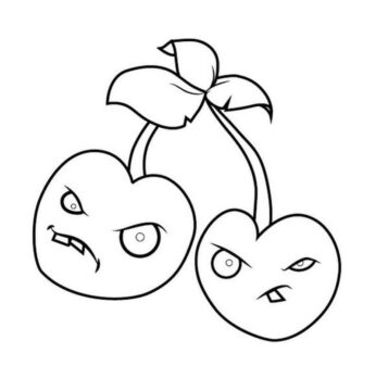 Dibujo de Dos Chiles de Planta y Zombi para Colorear