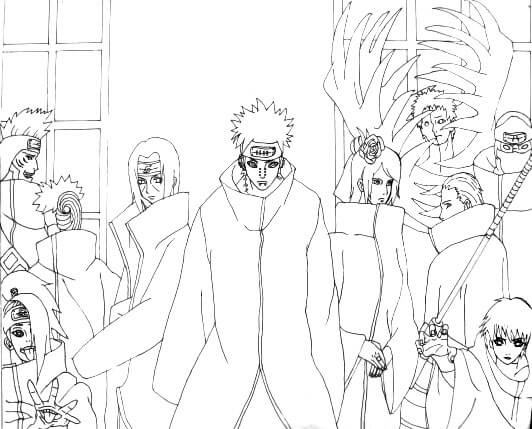 Dibujo de Equipo Akatsuki de Naruto para Colorear