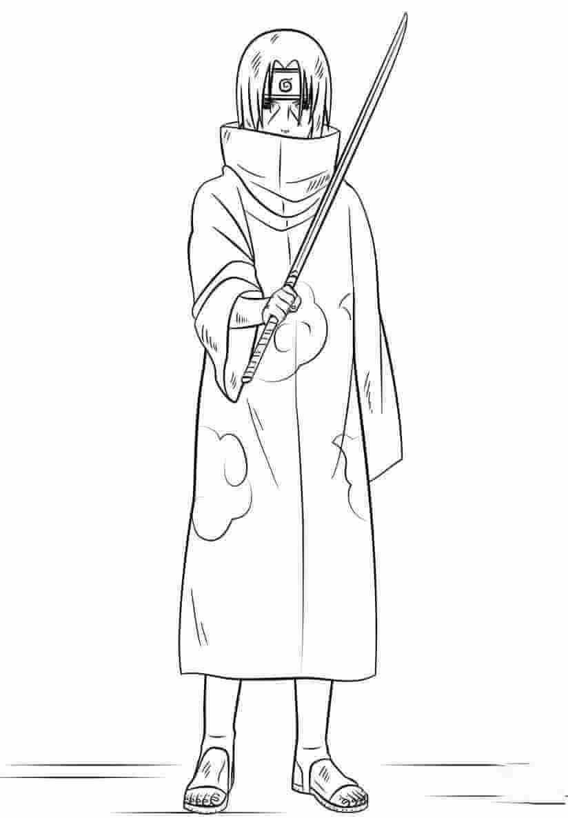 Dibujo de Itachi Sosteniendo la Espada para Colorear