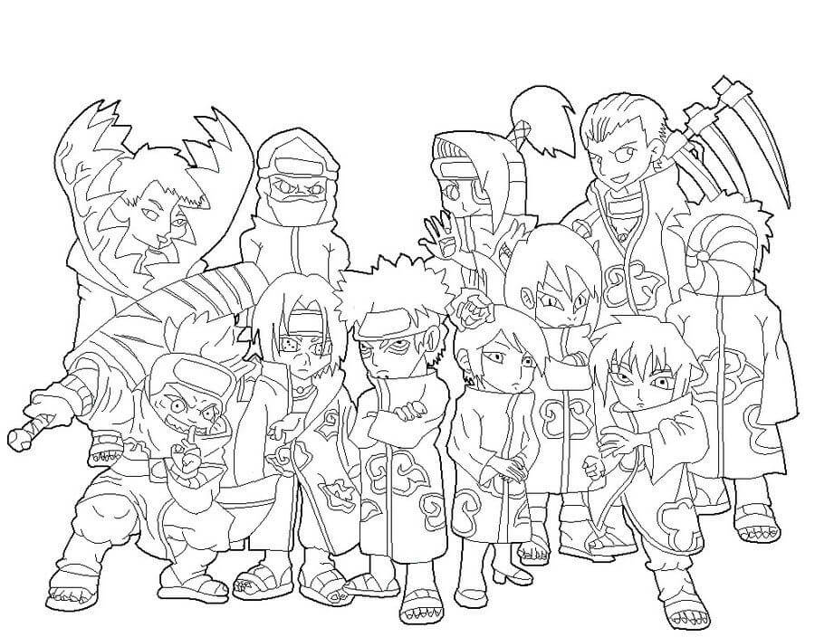 Dibujo de Miembro Chibi de Akatsuki para Colorear