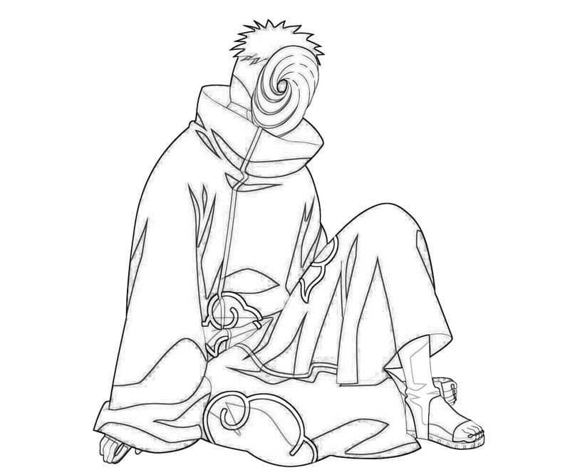 Dibujo de Obito Sentado para Colorear