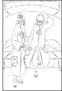 Dibujo de Pain y Konan para Colorear