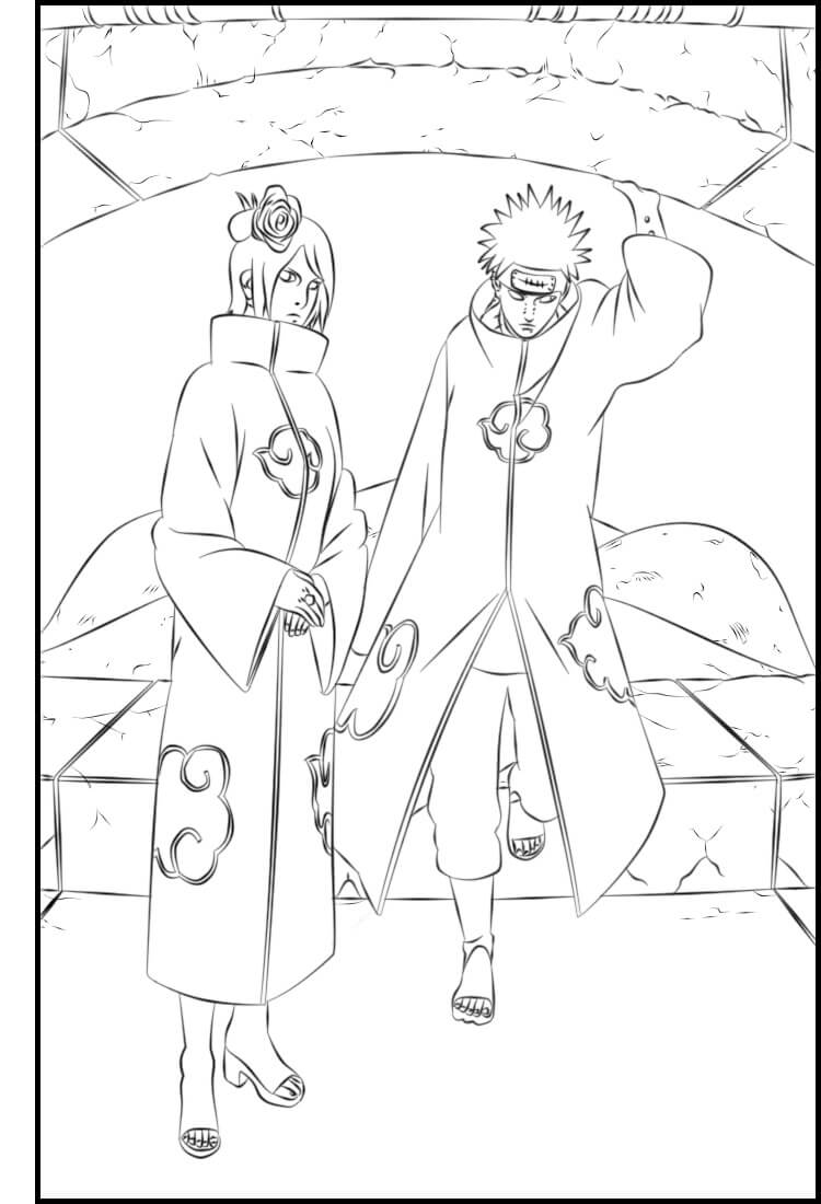 Dibujo de Pain y Konan para Colorear