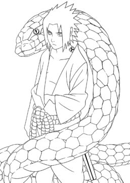Dibujo de Sasuke y Serpiente para Colorear
