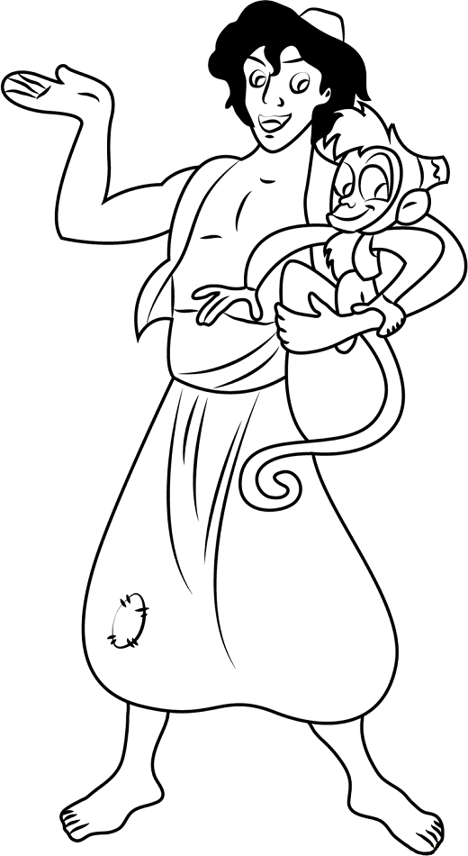Dibujo de Aladdín con Tabu para Colorear
