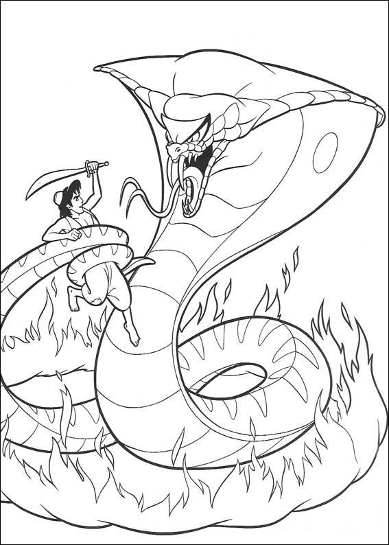Dibujo de Aladdín Luchando Contra Jafar para Colorear