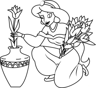 Dibujo de Jazmín con Flores para Colorear