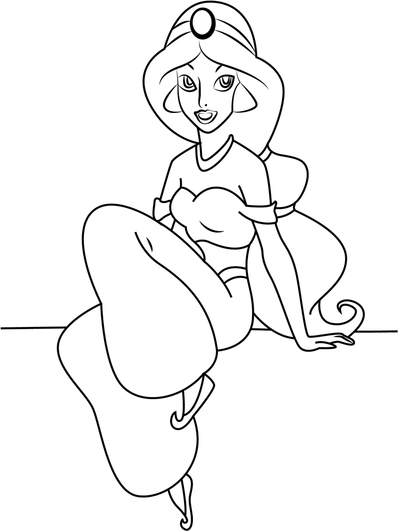 Dibujo de Jazmín Sentado para Colorear