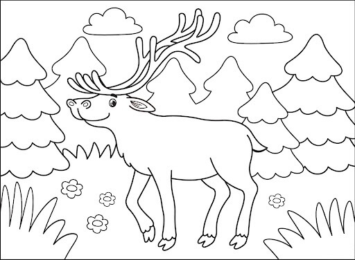 Dibujo de Alce de Dibujos Animados para Colorear