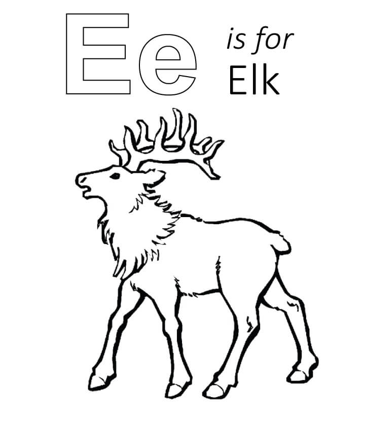 Dibujo de E Es para Elk para Colorear