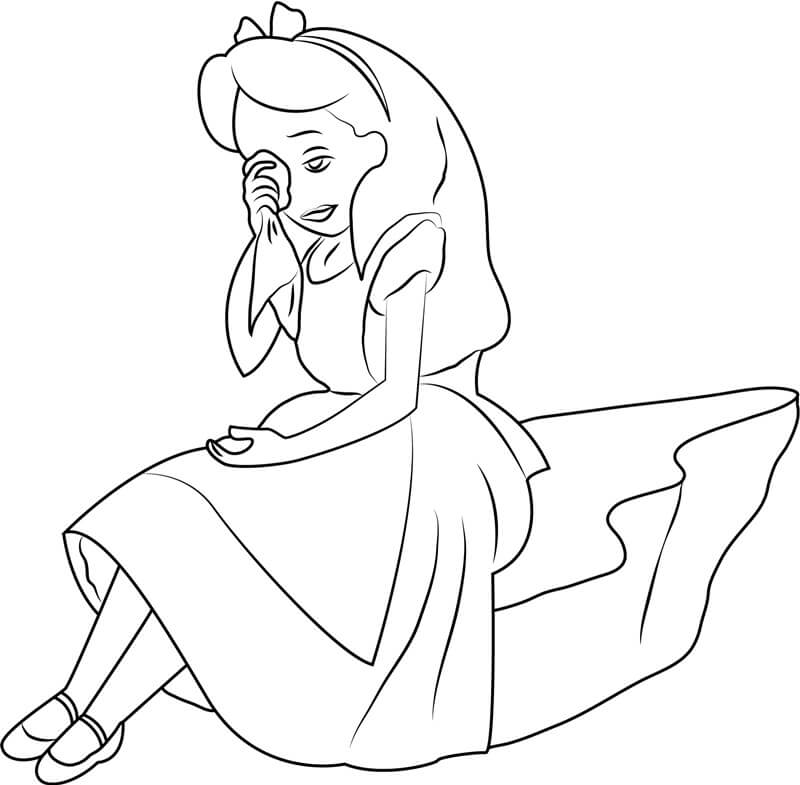 Dibujo de Alice Est Llorando para Colorear