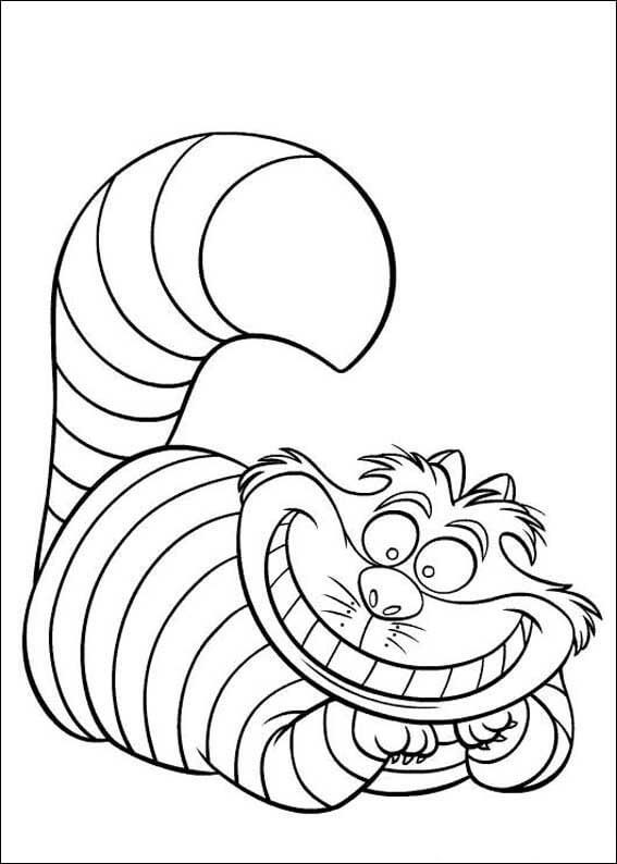 Dibujo de Gato de Cheshire Sonriente para Colorear