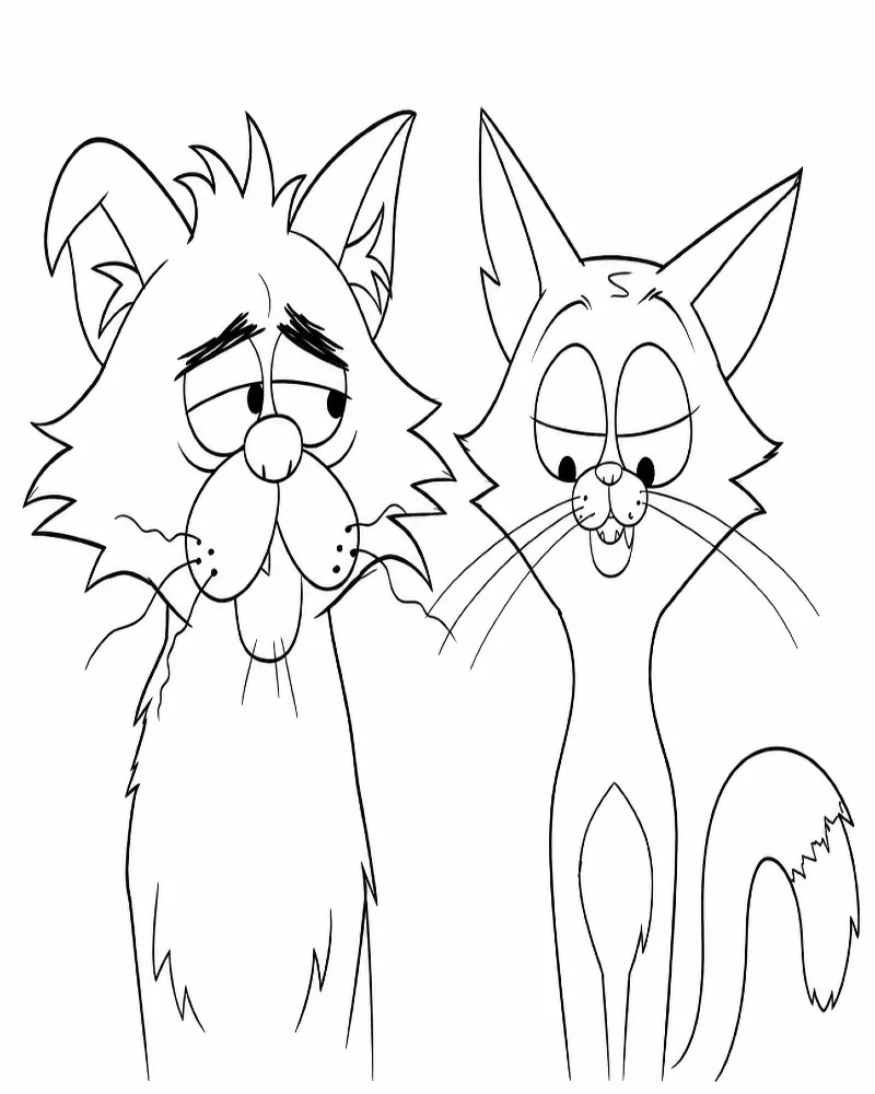 Dibujo de Amigos Gatos Callejeros página para Colorear