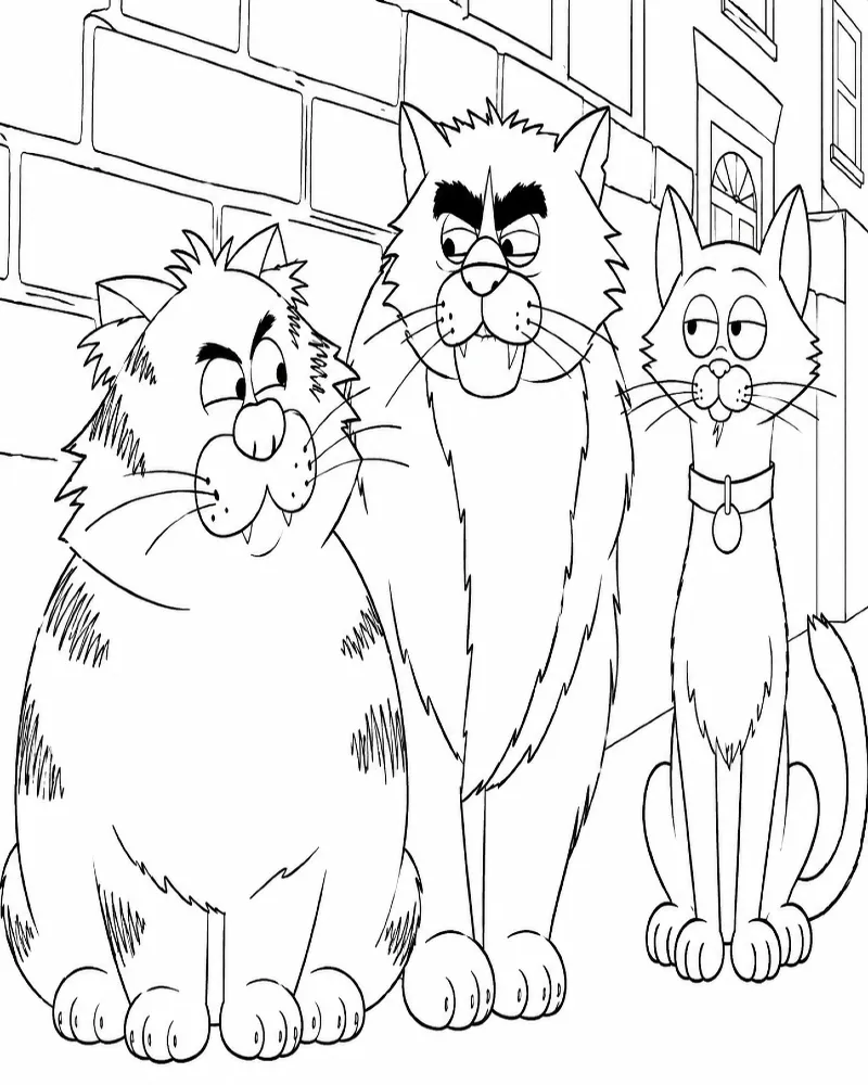 Dibujo de Gatos Callejeros en la Calle página para Colorear
