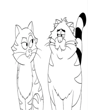 Dibujo de Pareja Adorable de Gatos Callejeros página para Colorear