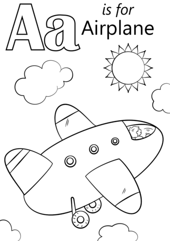Dibujo de A Es para avión para Colorear