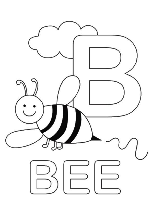 Dibujo de Abejorro Letra B para Colorear