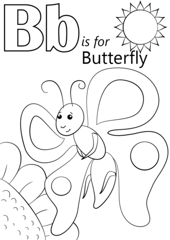 Dibujo de B Es para Mariposa para Colorear