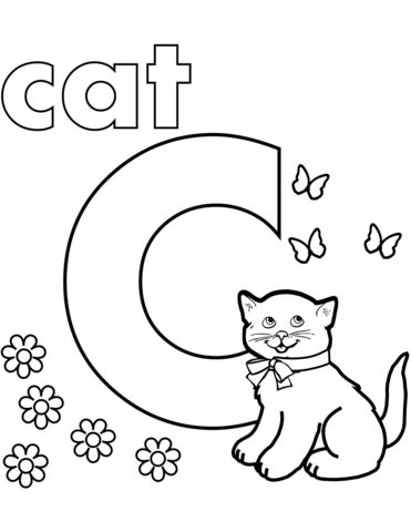 Dibujo de C Es para Gato para Colorear