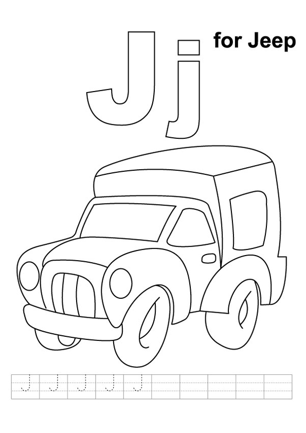 Dibujo de J para Jeep para Colorear