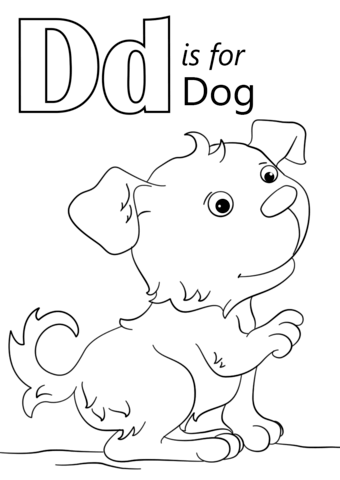 Dibujo de La Letra D Es para Perro para Colorear