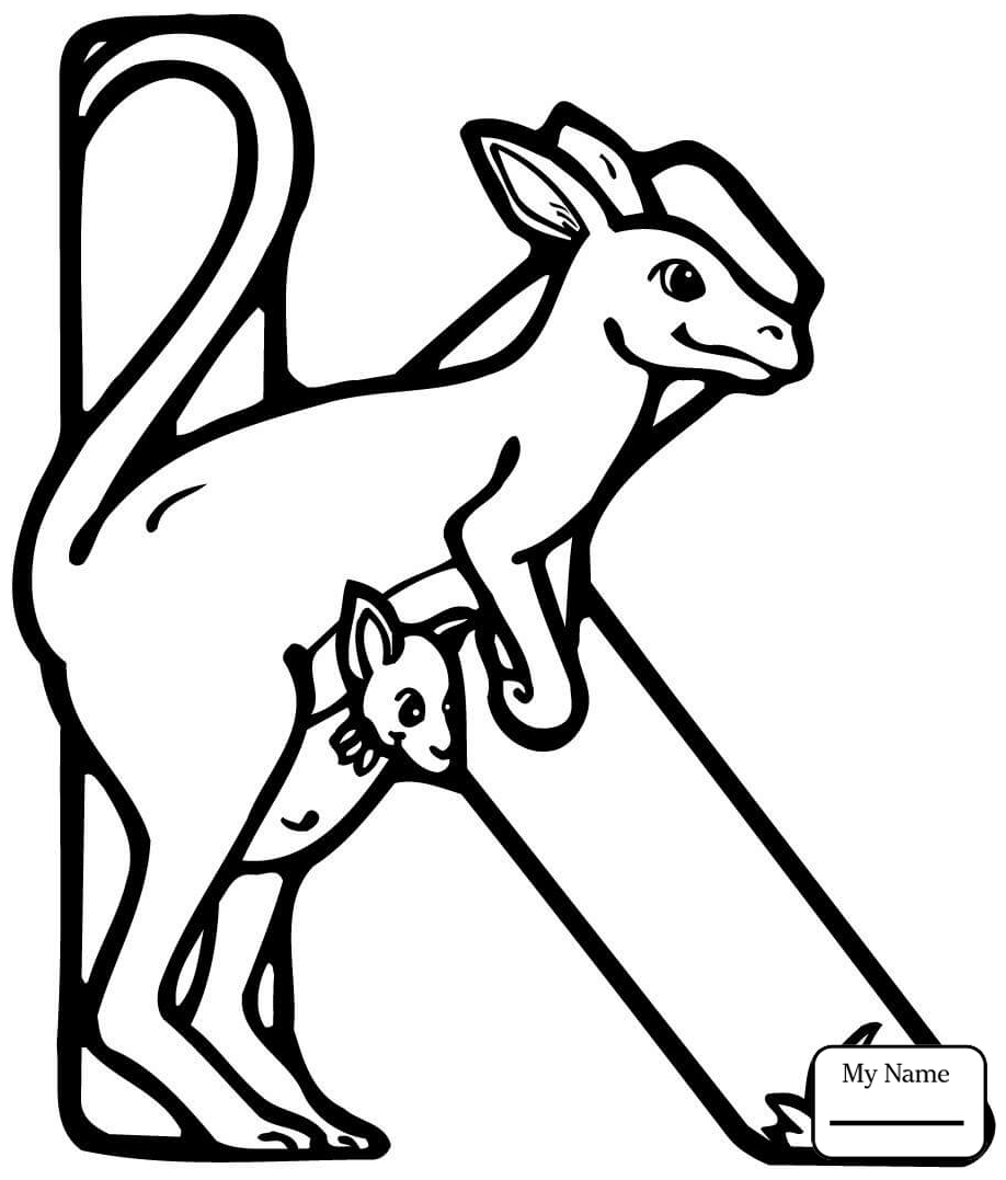Dibujo de Letra K para Canguro para Colorear