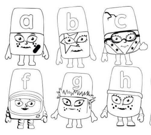 Dibujo de Alphablocks a a H 1 para Colorear