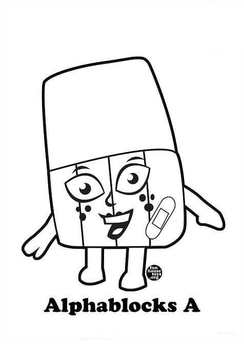Dibujo de Alphablocks Hembra a 1 para Colorear