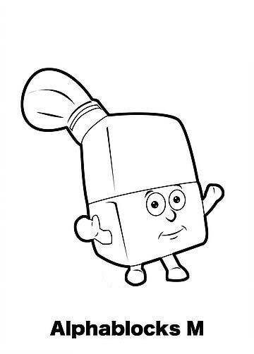 Dibujo de Alphablocks M Feliz 1 para Colorear