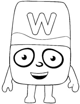 Dibujo de Alphablocks W Divertido 1 para Colorear