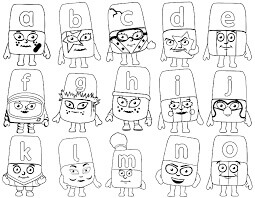 Dibujo de Alphablocks de la a a la o 1 para Colorear