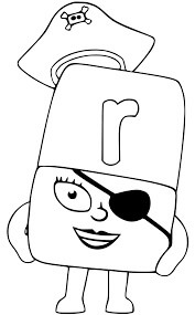 Dibujo de Pirata Alphablocks R 1 para Colorear