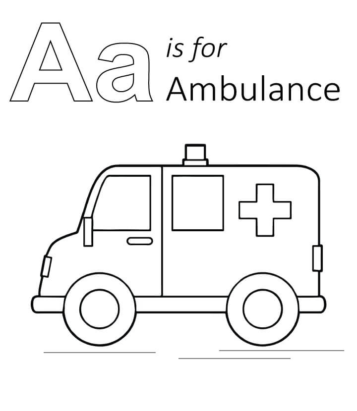 Dibujo de A Es para la Ambulancia para Colorear